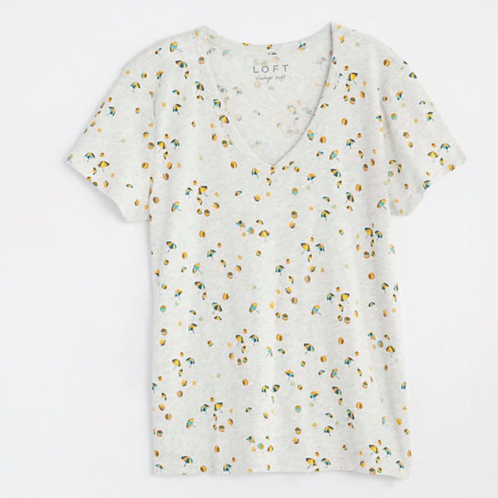 NEW Loft Beach Party Everyday V neck Tee Color: Frosted Heather